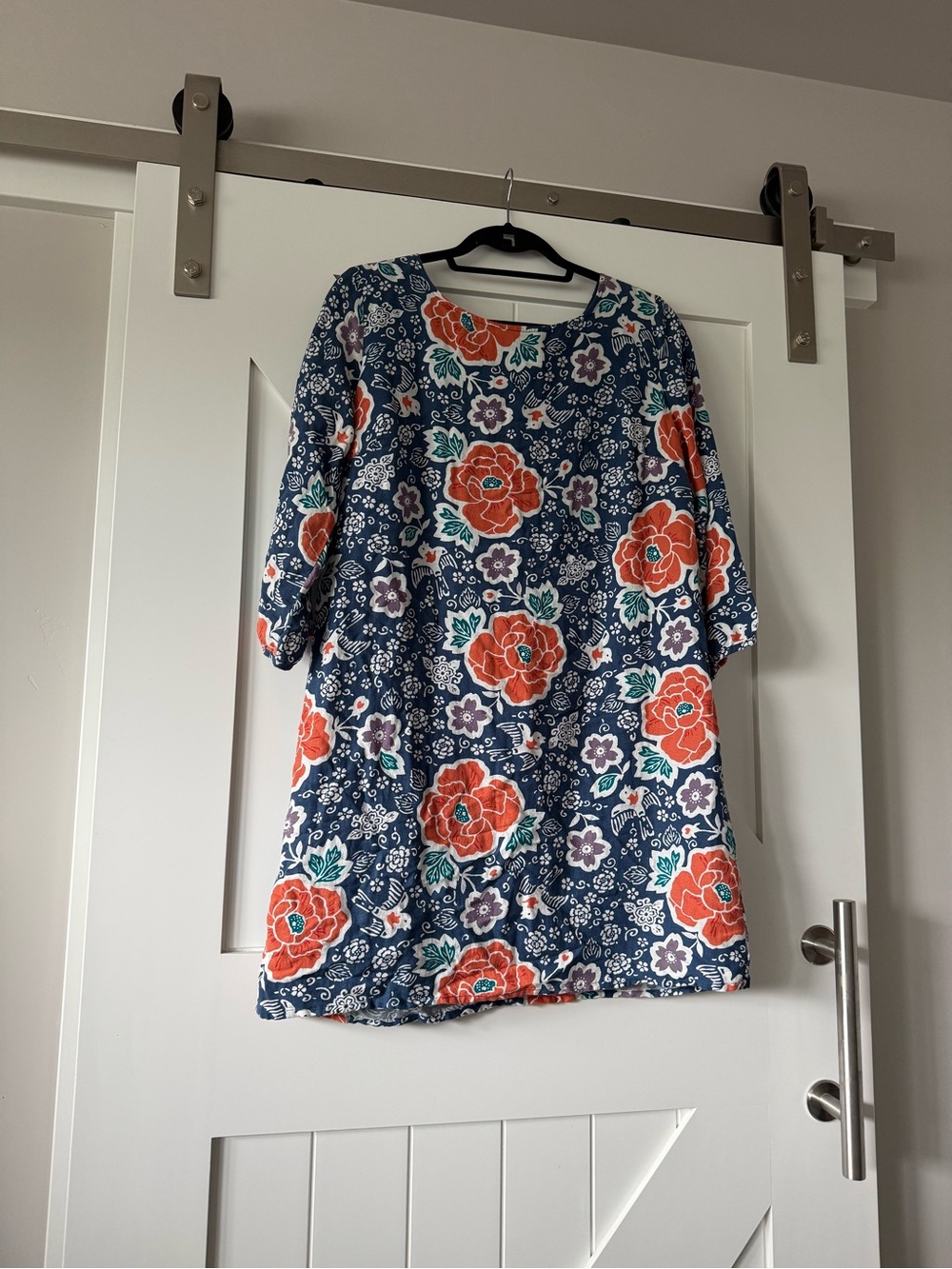 Old Navy Navy Floral Shift Dress with Coral Blooms